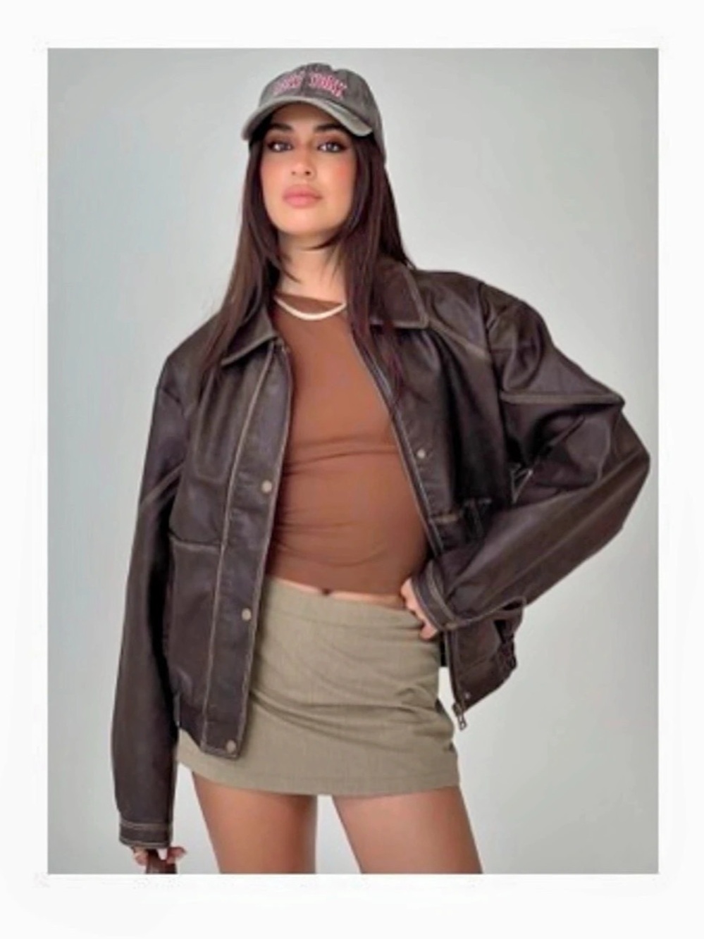 Princess Polly Lexton Faux Leather Jacket Faux Leather Jacket in Brown M/L Like